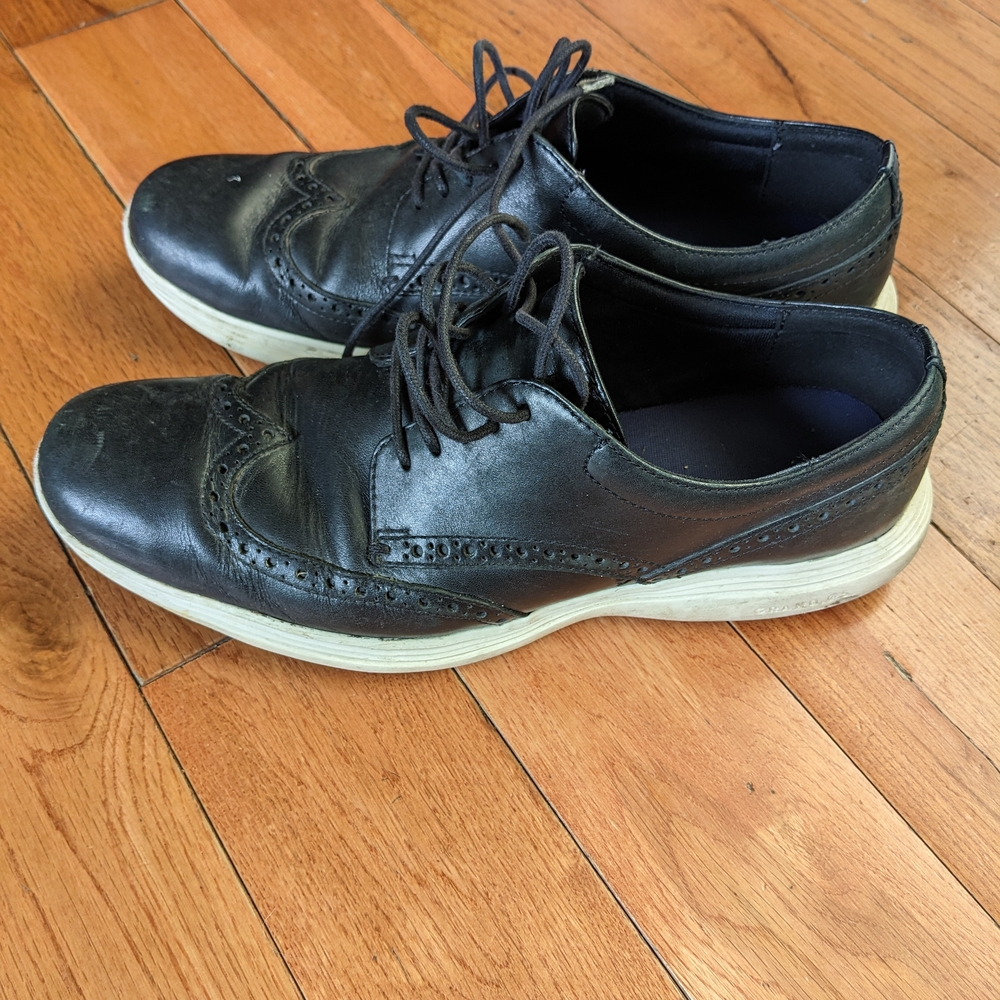 Cole Haan Black Leather Oxfords with Cream Soles